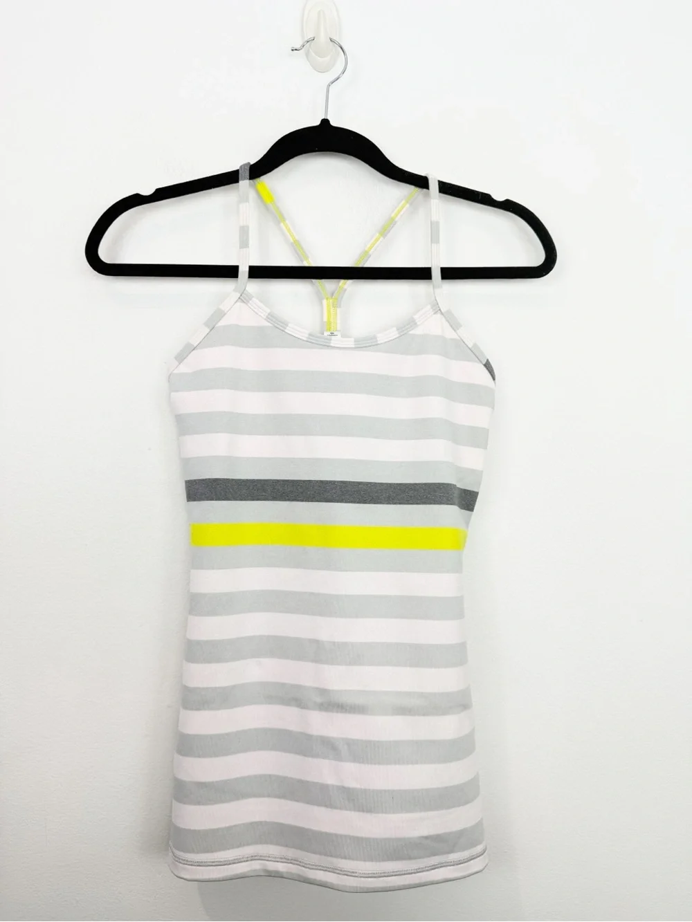 Lululemon Power Y Gray Yellow Stripe Tank Top Size 4 NWT